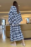 Roberta Plaid Brushed Cotton Drape Cape Shadow